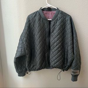 my protein gray cropped lightweight puffer jacket drawstring womens L